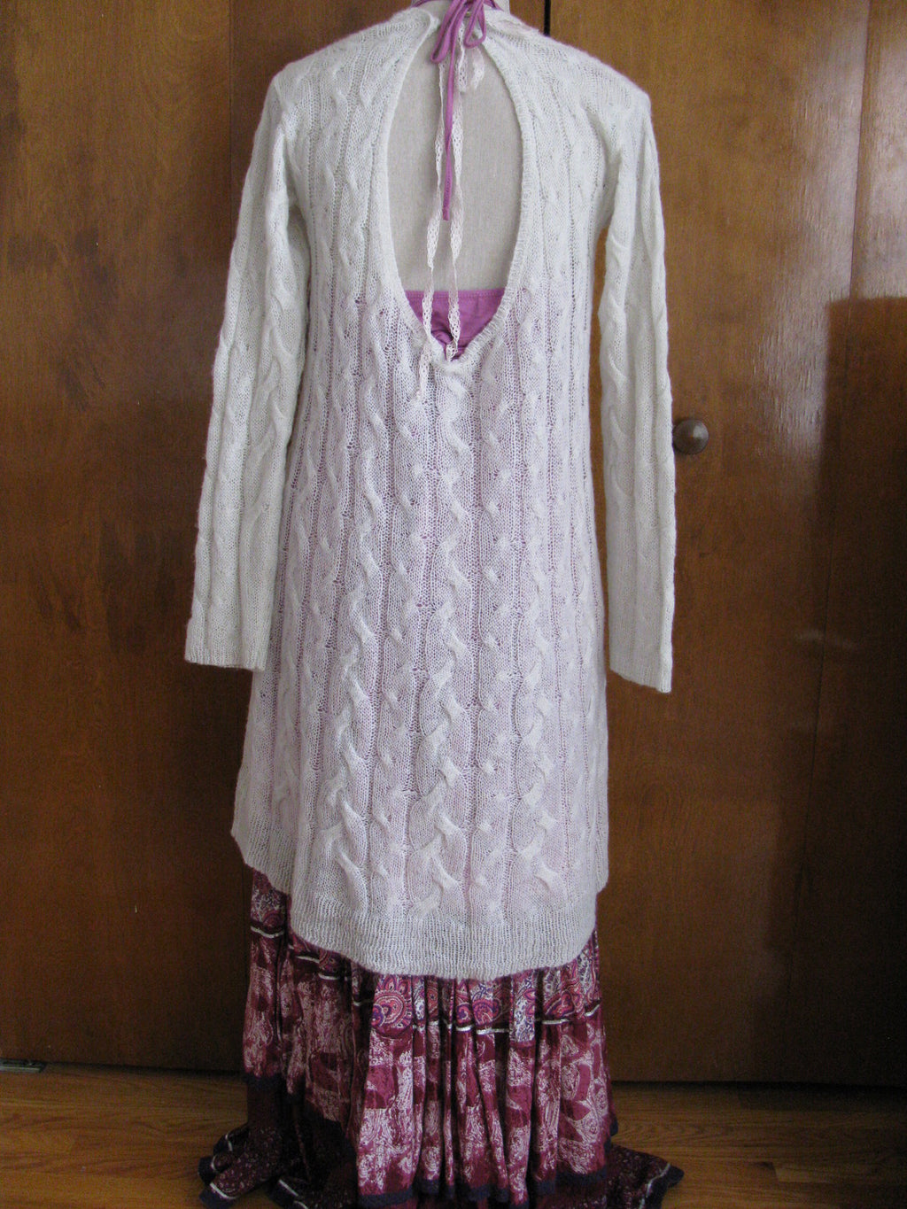Free People natural gray cable design knit dress 
