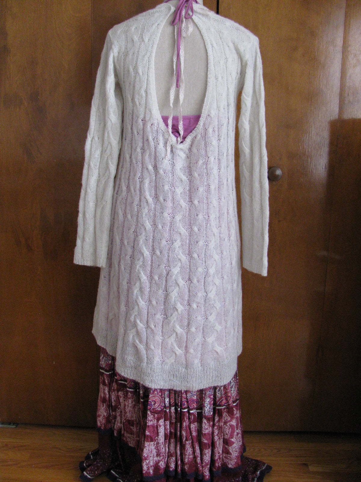 Free People natural gray cable design knit dress 