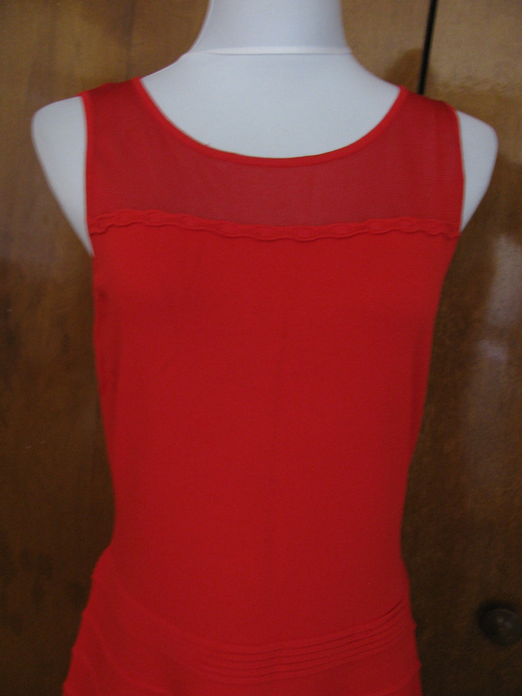 Ralph Lauren's women’s red stylish detailed sheer front NWT dress size Large
