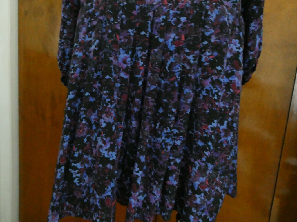 Rebecca Taylor multi-color lined detailed pleated 100% silk dress size 10