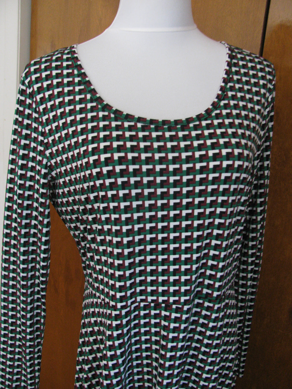 Michael Kors Womens Palmeto Green Geo Print Fit And Flare Dress New