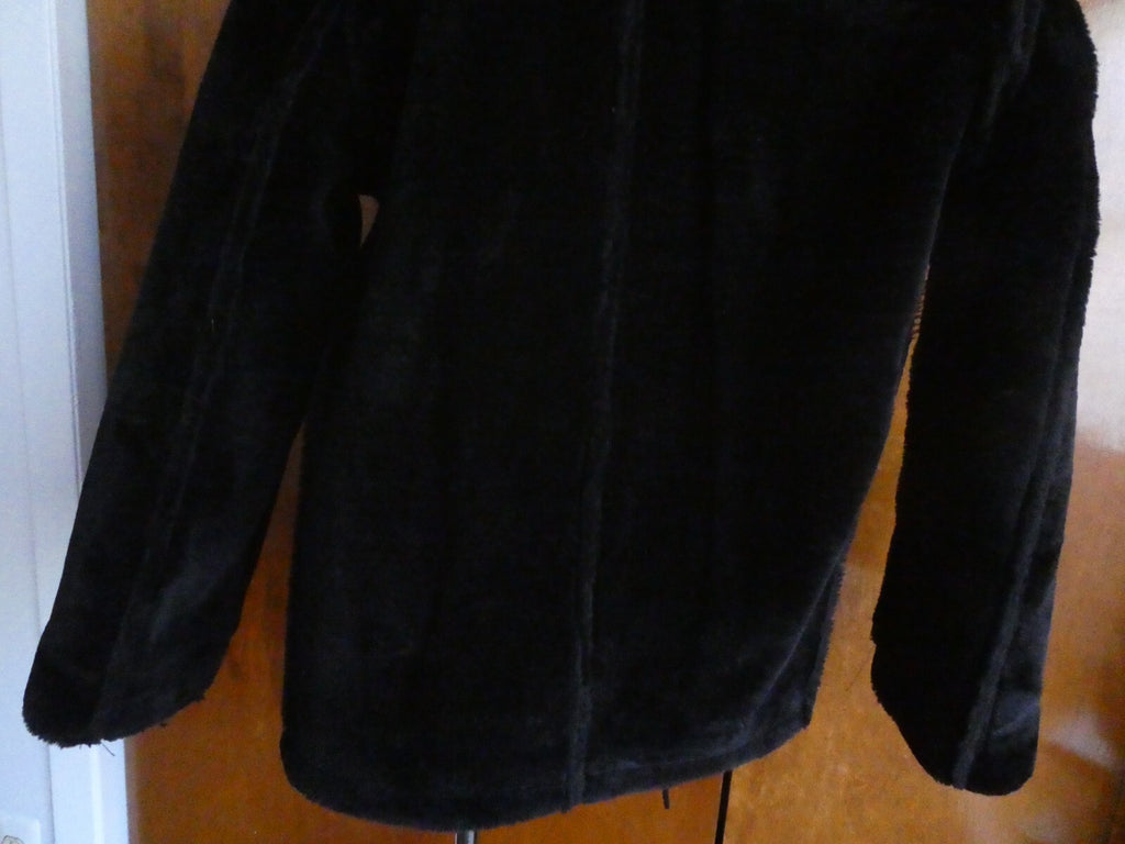 LY VAREY LIN Women's Black Faux Shearing Lined Warm Winter Moto Jacket Small