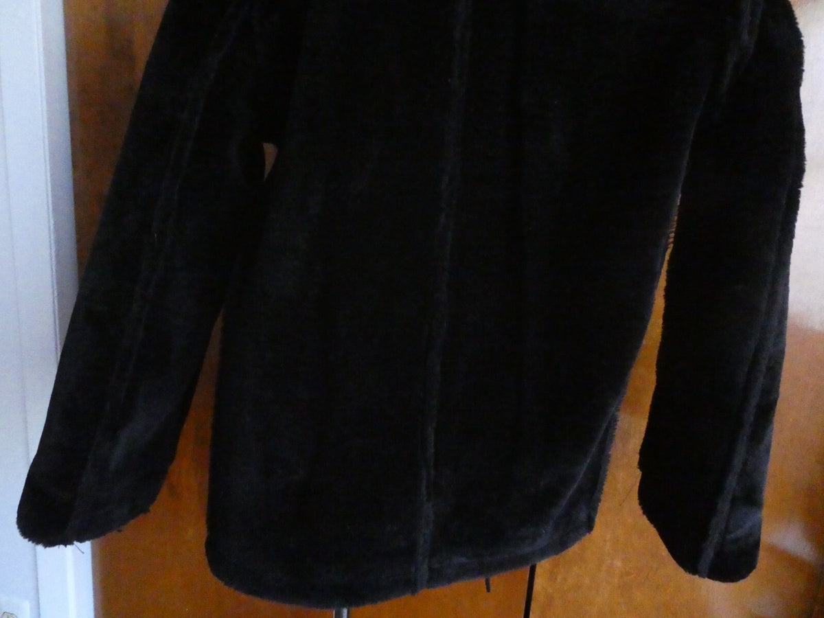 LY VAREY LIN Women's Black Faux Shearing Lined Warm Winter Moto Jacket Small