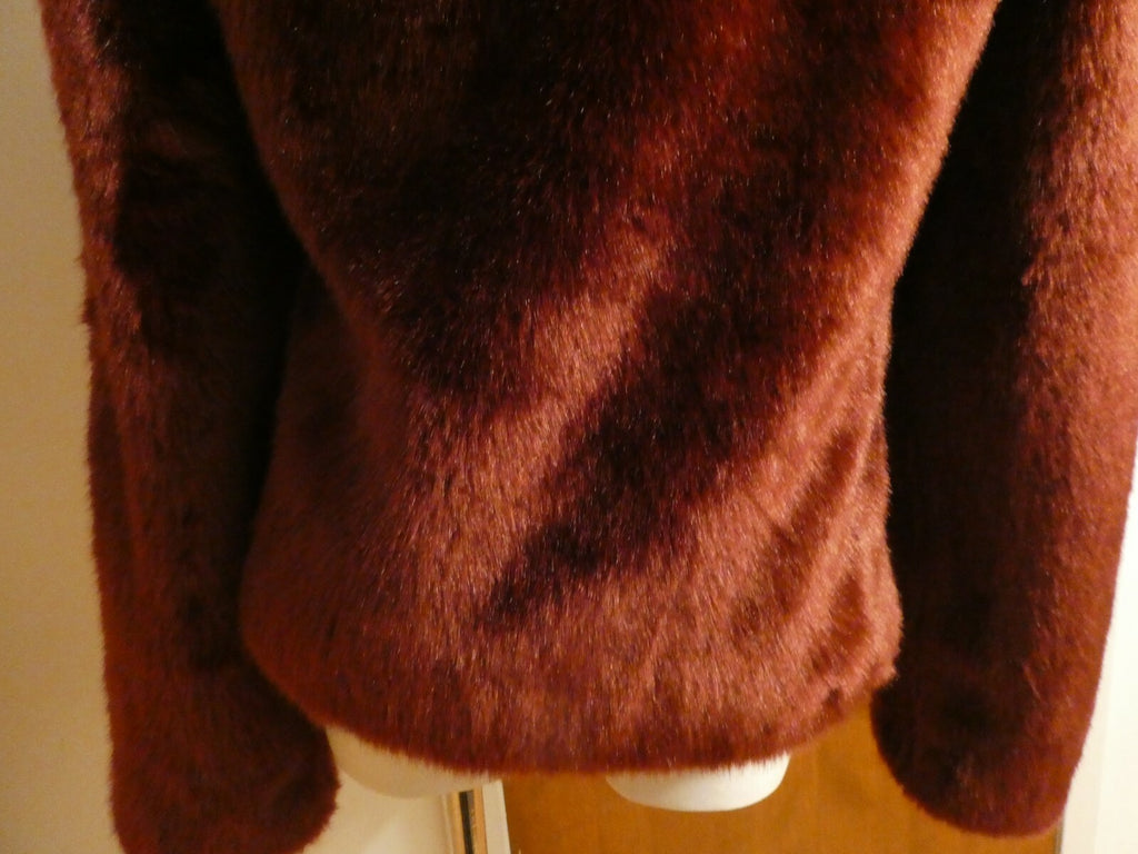 Express Cozy Faux Fur Coat with faux leather trim size small