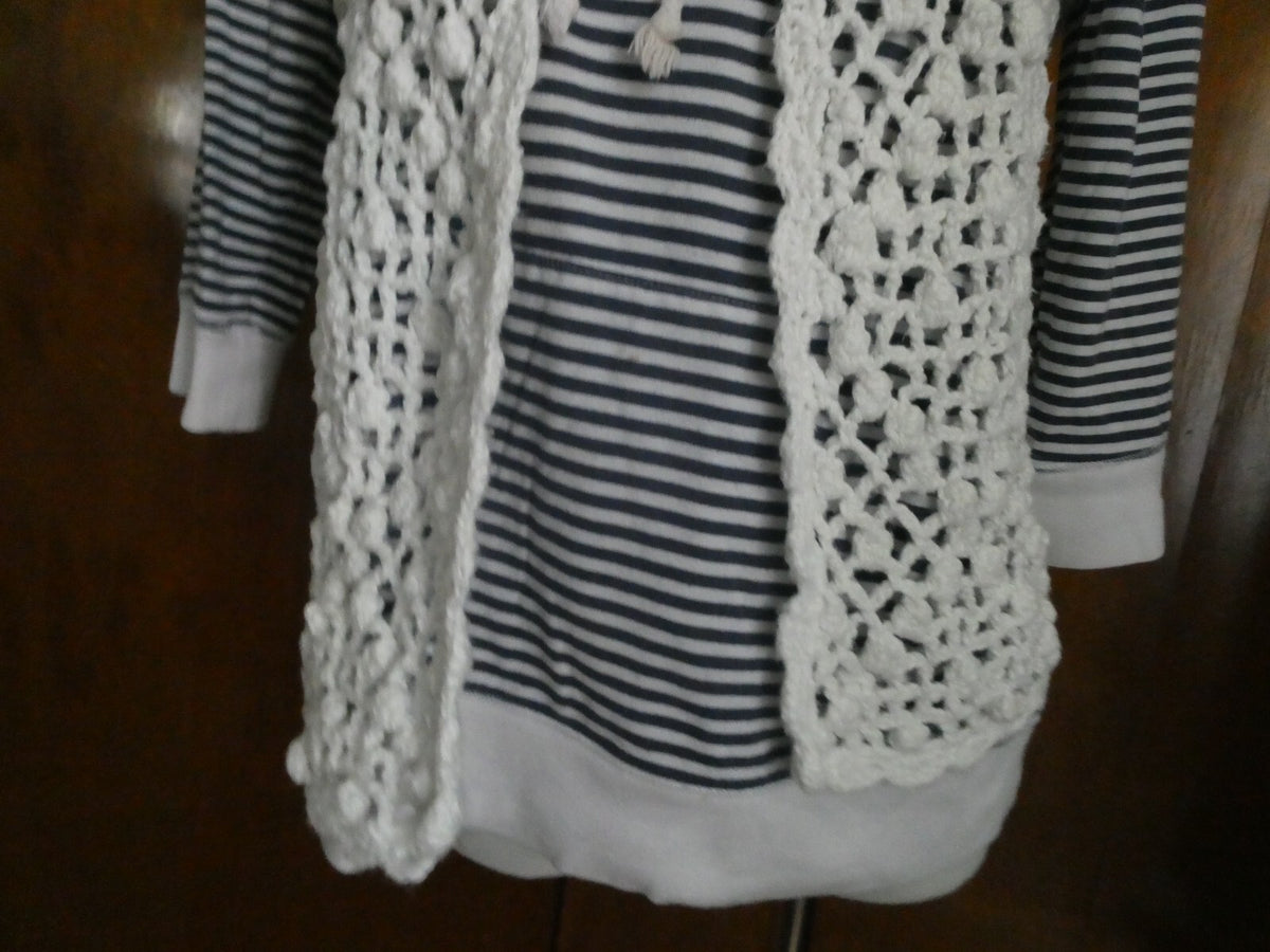 Juicy Couture women's crochet cotton/ white stylish open front cardigan Medium