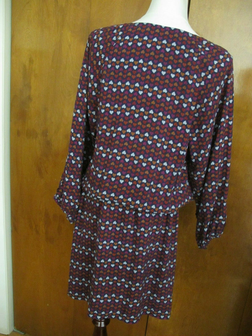 QMack women's soft viscose mufti color blue red lined dress Large 