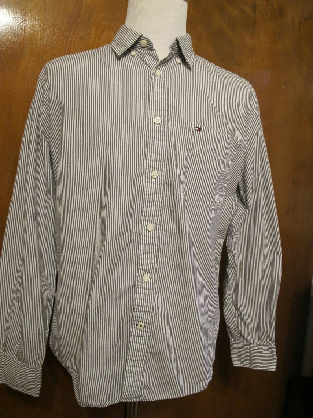 Tommy Hilfiger Striped Men's Long Sleeve Button-up Shirt Size Large