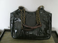 Linea JN1United Colors Of Benetton Dark Green Faux Patent Lined Handbag Purse 