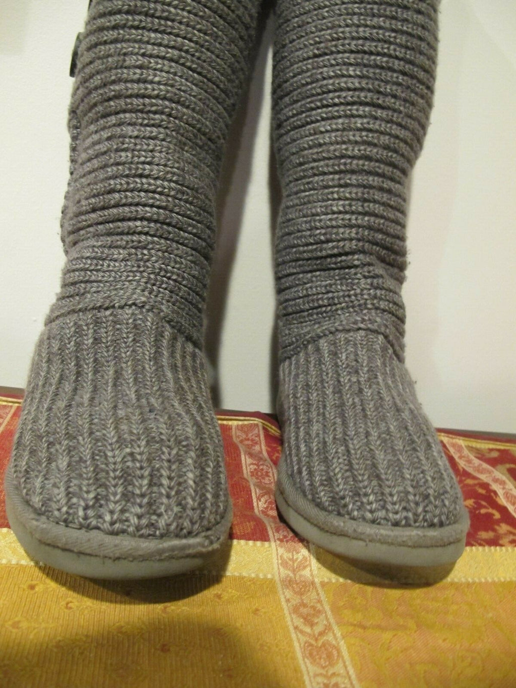 UGG women's gray fabric woven tall winter boots pre owned size 7