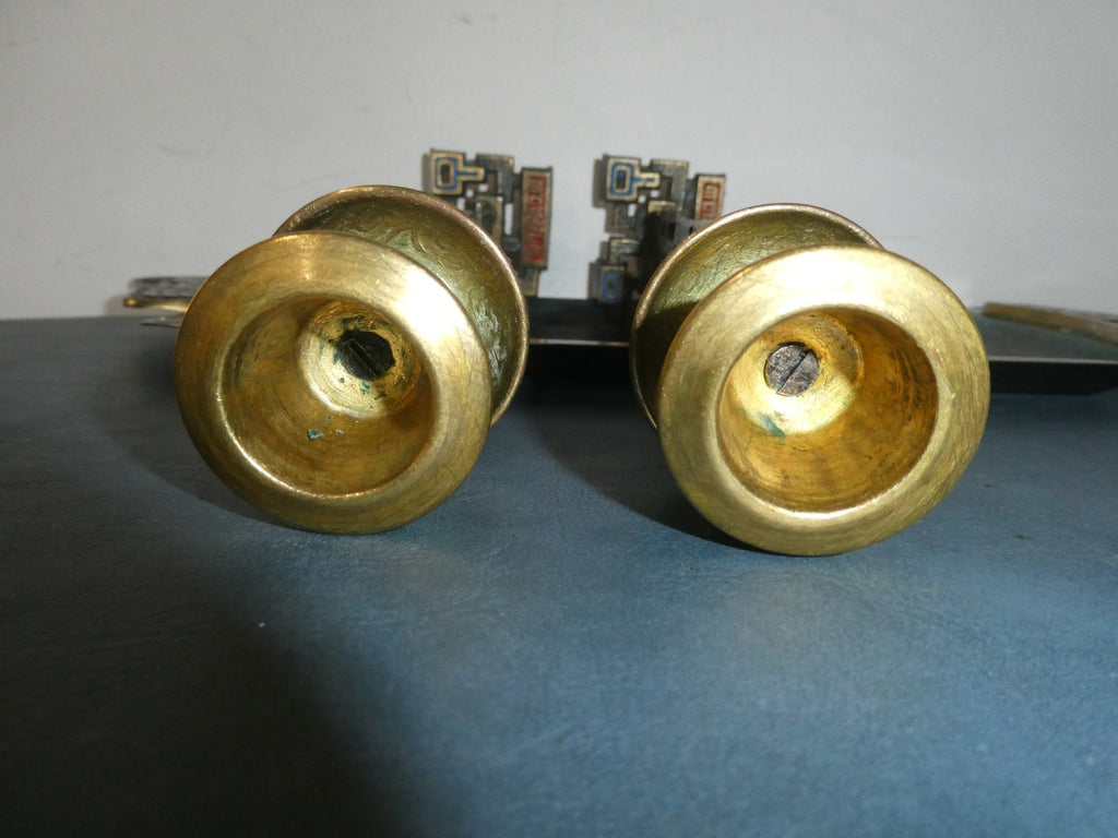Vintage Made in Israel Brass Shabbat Candlesticks & Tray Set