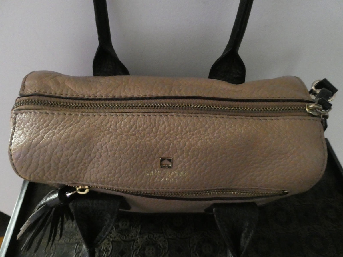 Kate Spade Women's Leather Tote Crossbody Bag Beige/Black Medium
