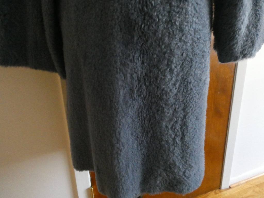 Theory Robe Coat Metal Blue Shearling Lamb Fur Teddy Coat M $2895 Made In Turkey