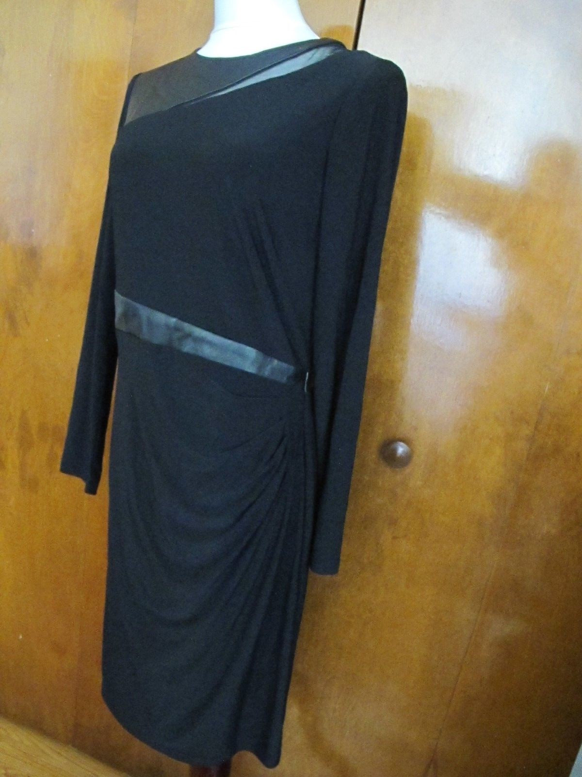 Ralph Lauren women's faux leather insert black detailed dress 12 