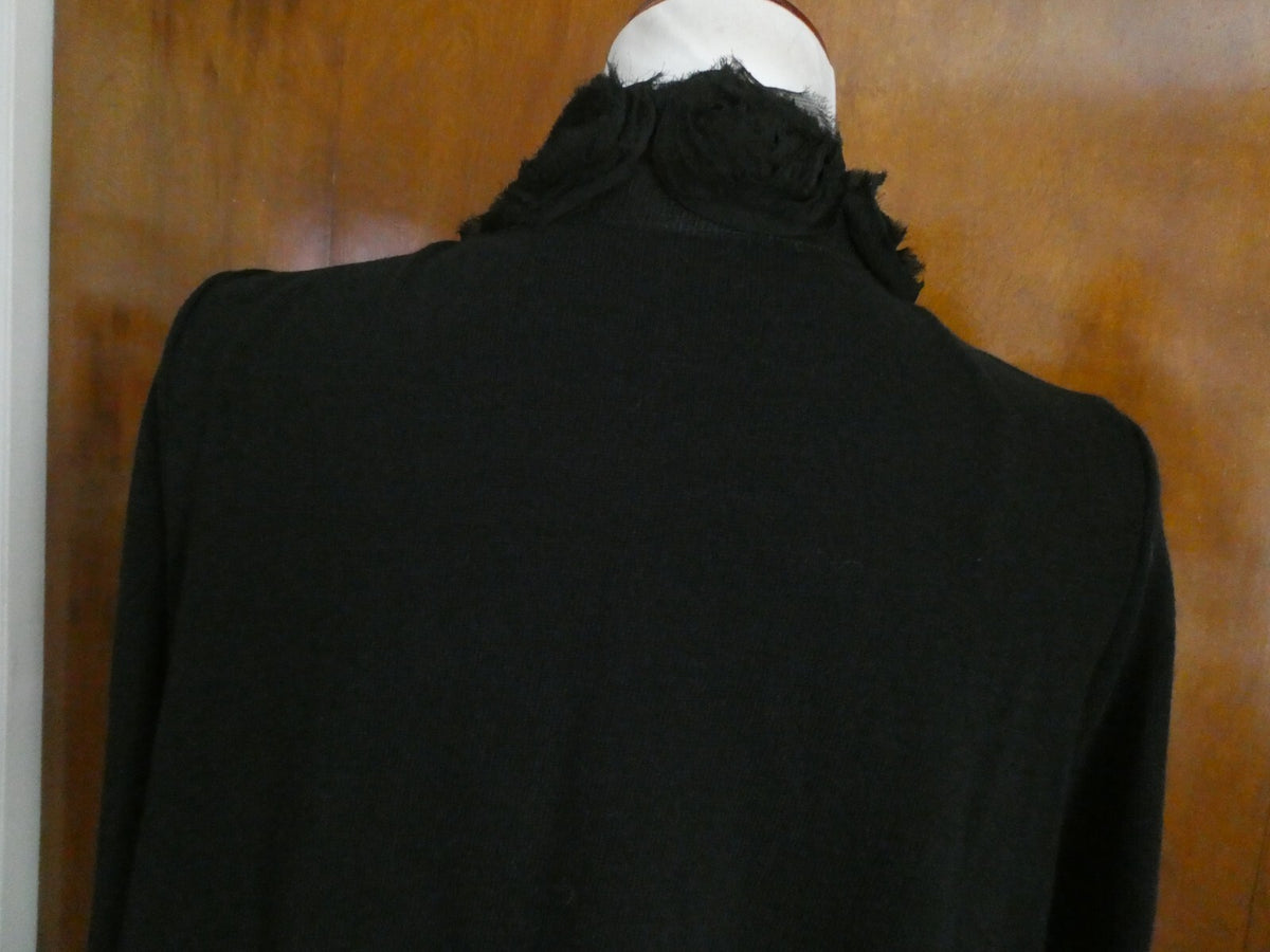 Yvos Women's Black Detailed Cotton Bland Cardigan Size XL