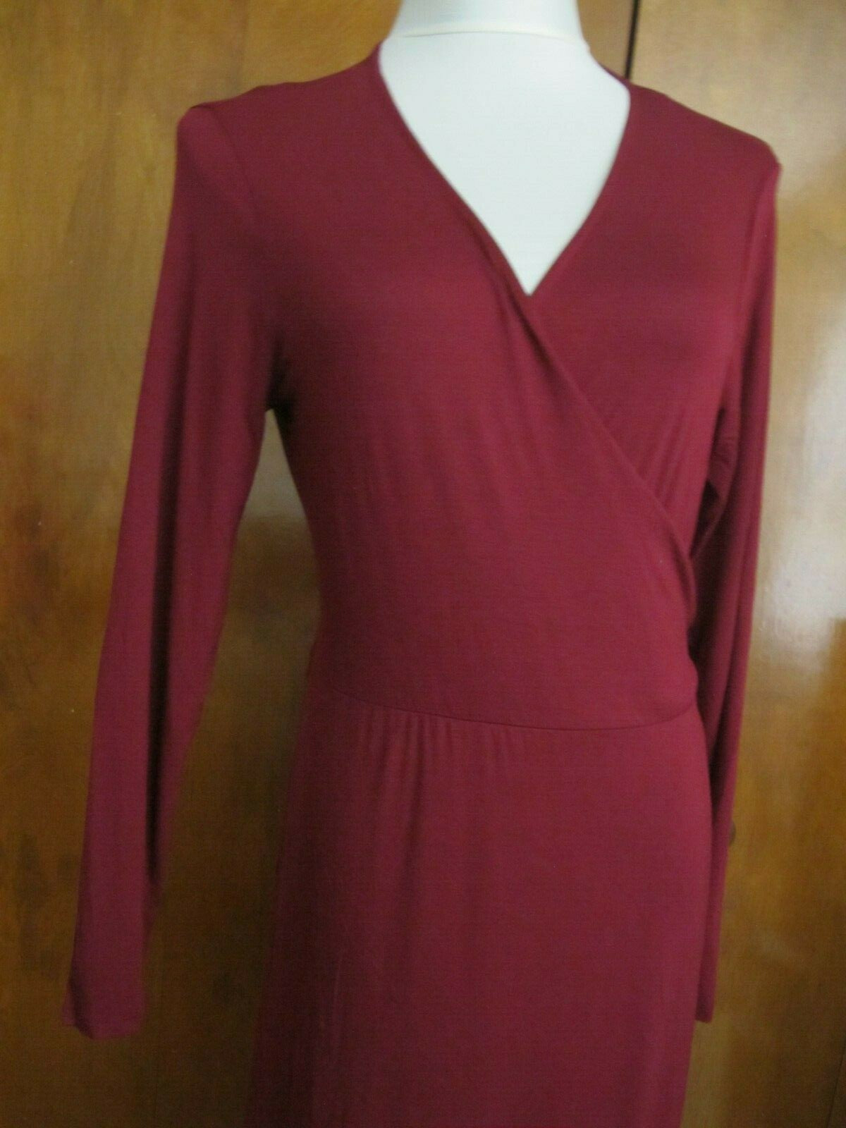 Gap Women's Burgundy Long Sleeves Tie-Waist Maxi Wrap Dress Large Petite 