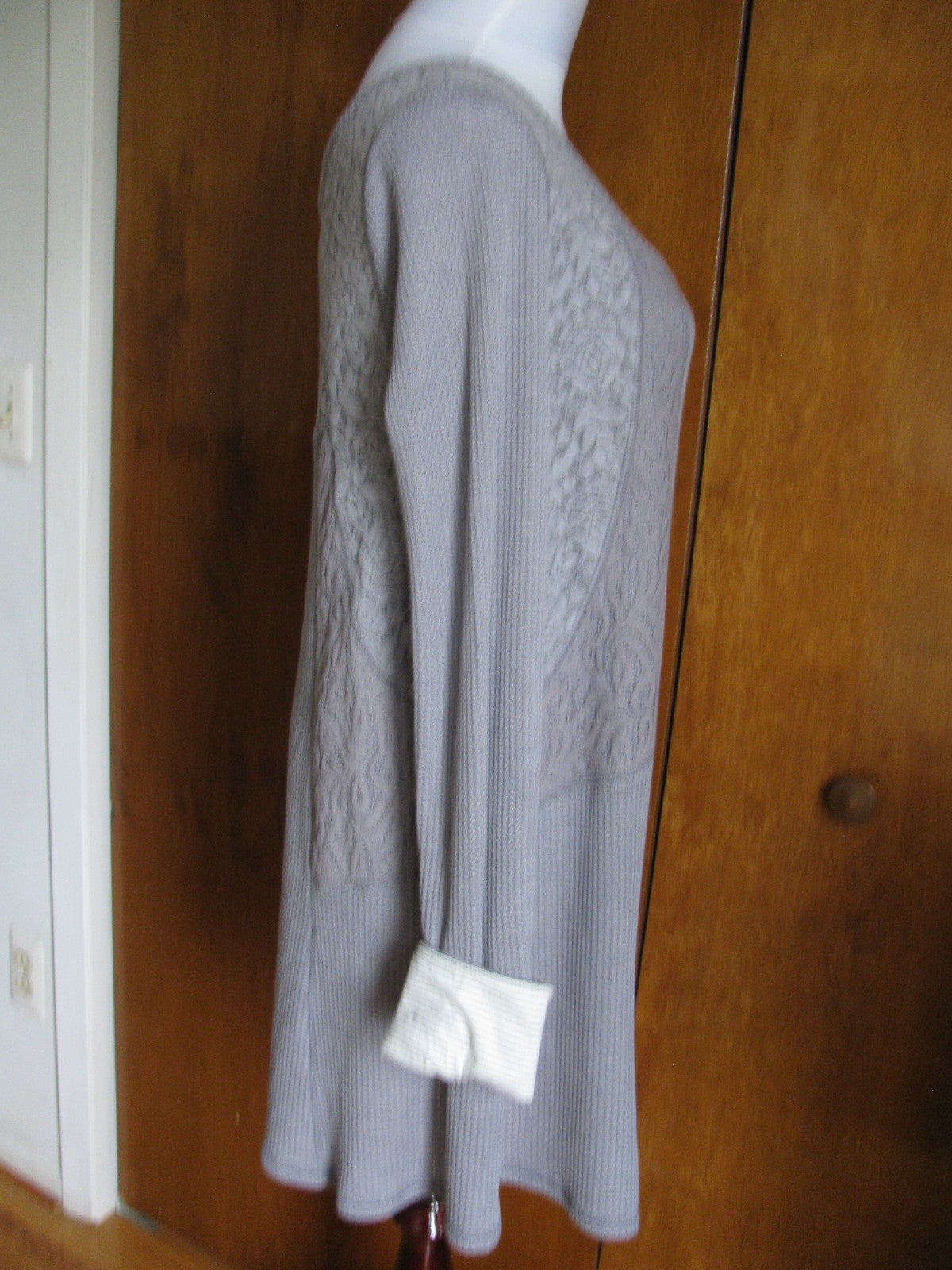 Anthropologie by Eloise women's gray fabric knit detailed mini dress Large 