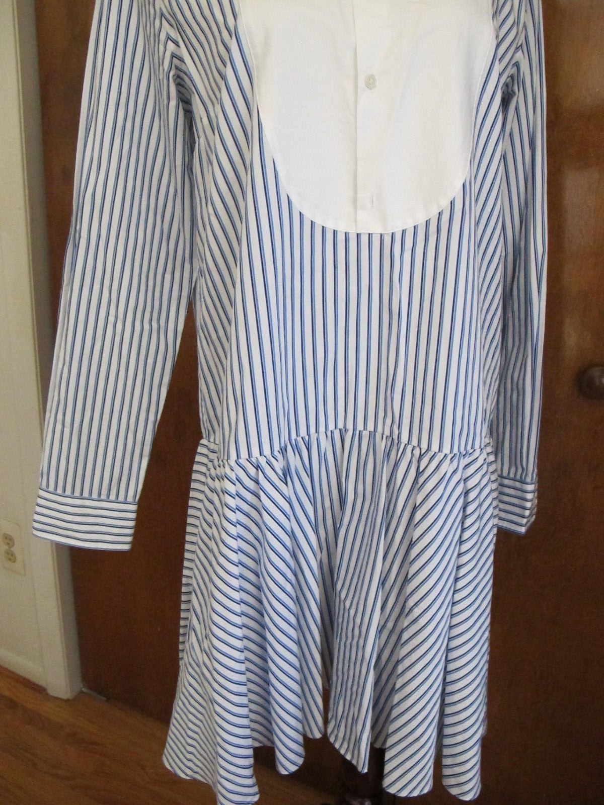 Polo Ralph Lauren women’s white blue gorgeous cotton New long sleeves dress 10