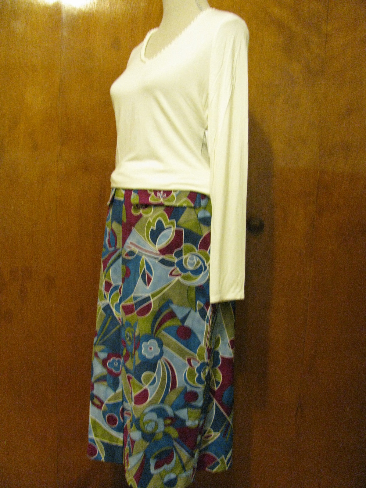 Harve Benard women's multicolored pocketed detailed front&back slits skirt sz 8