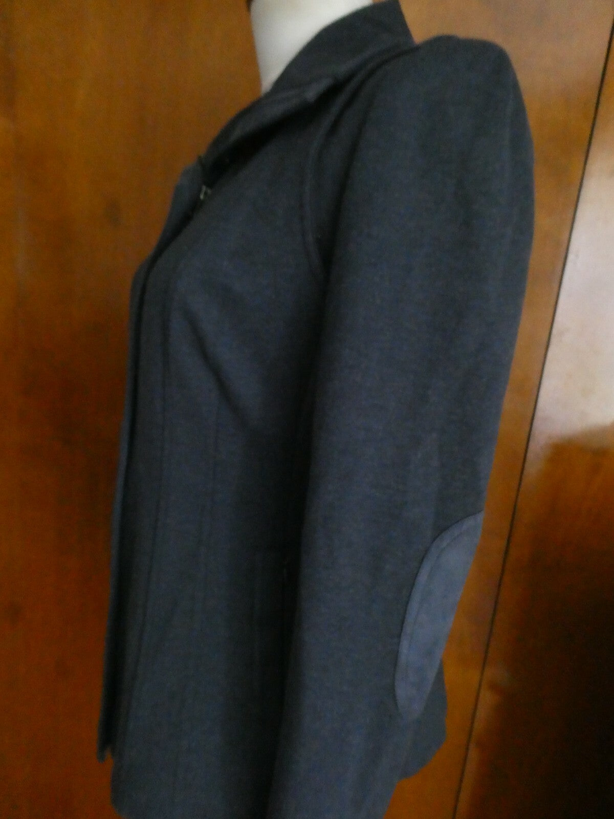 Elie Tahari Woman’s Blue Leather Trim Blazer Jacket Lined Small