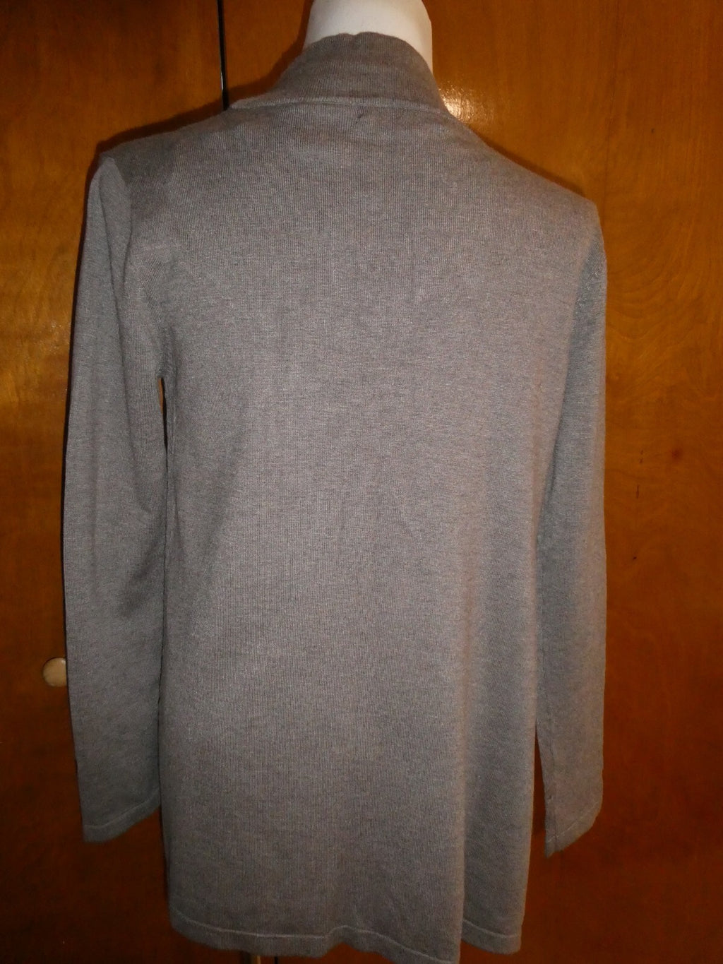 Linda Matthews Women's Brown Open Front Detailed Cardigan Large