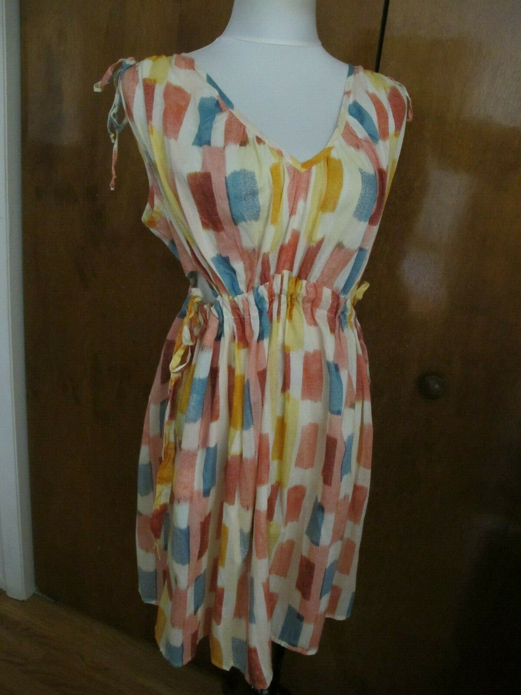 Anthropologie Lilka women’s multi-color cotton drawstring dress (run big)