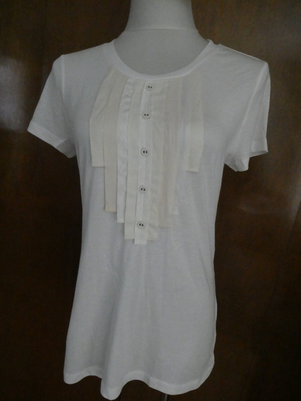 Gap women’s white cotton/modal decorated short sleeve top size Large