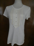 Gap women’s white cotton/modal decorated short sleeve top size Large