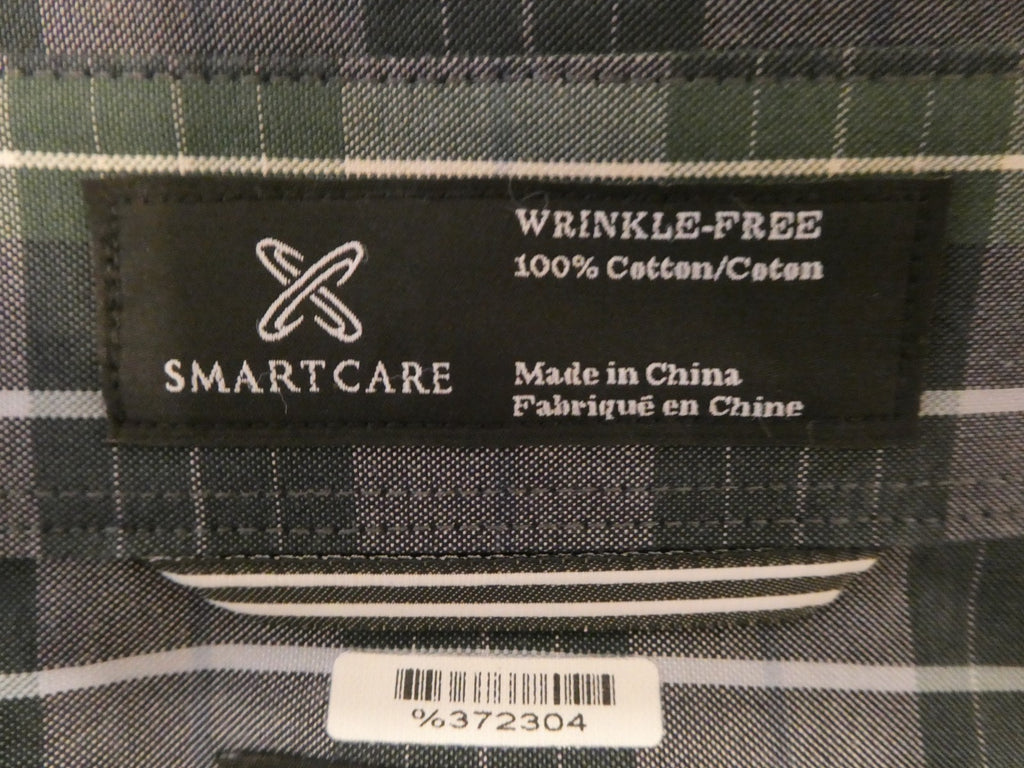 Nordstrom Men Shop Classic XXL Green Plaid Shirt Cotton Wrinkle-Free Classic Fit