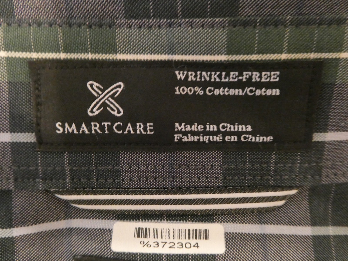 Nordstrom Men Shop Classic XXL Green Plaid Shirt Cotton Wrinkle-Free Classic Fit