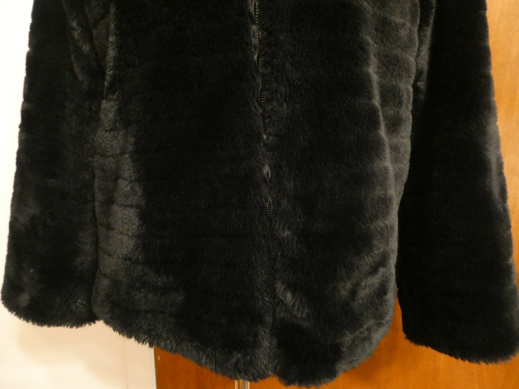 BELLA Women Black Faux Fur Coat with Hood size small