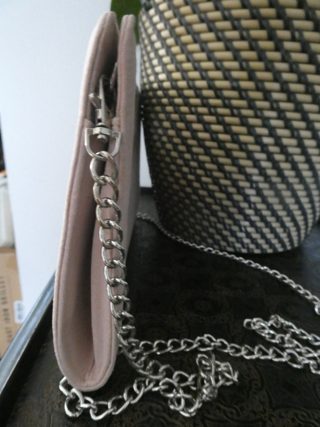 Call It Spring Women Beige Purse Clutch Silver Chain 12 x 7 x 1