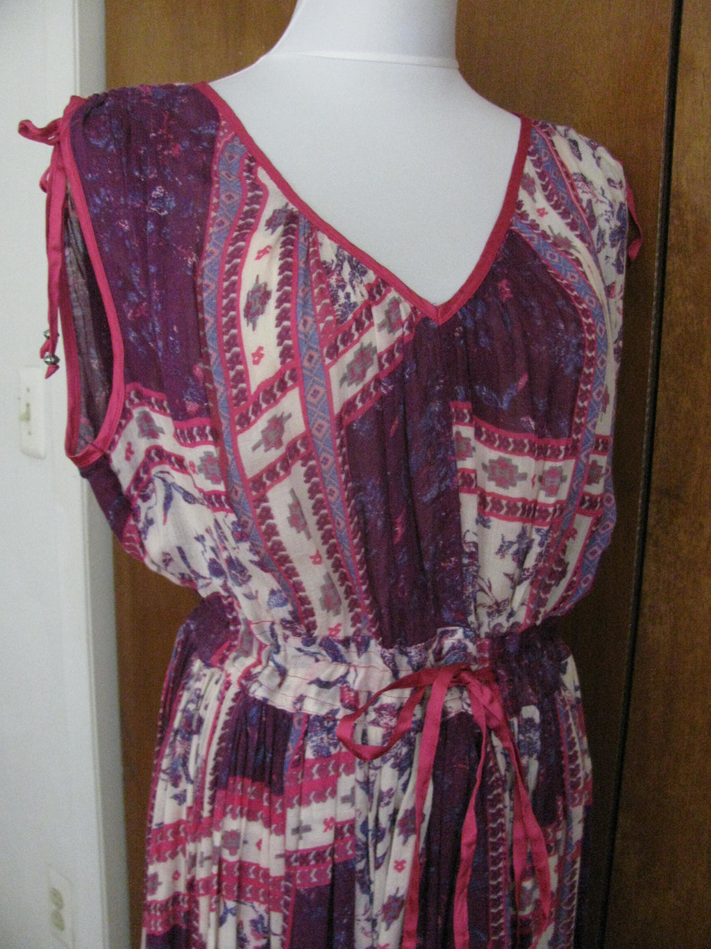 Free People women’s multi color asymmetrical hem NWT soft rayon dress size Large