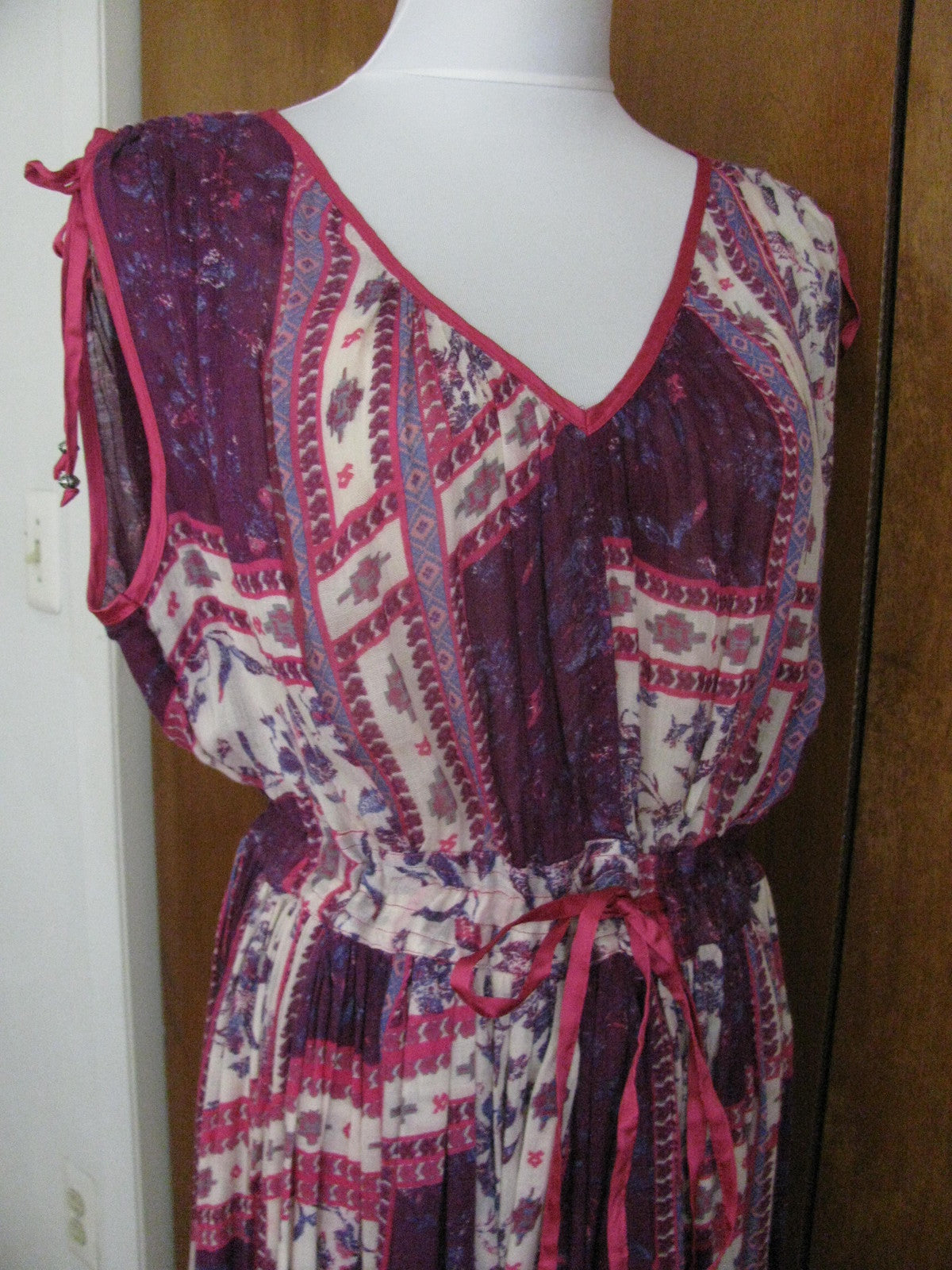 Free People women’s multi color asymmetrical hem NWT soft rayon dress size Large