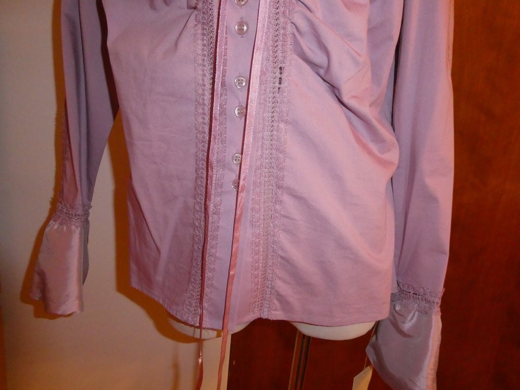 Kenar Women's Lilac Detailed Long Sleeves Evening Top Blouse Size Medium