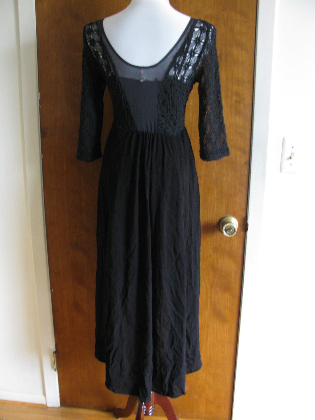 Free People women's black lined crochet soft dress New