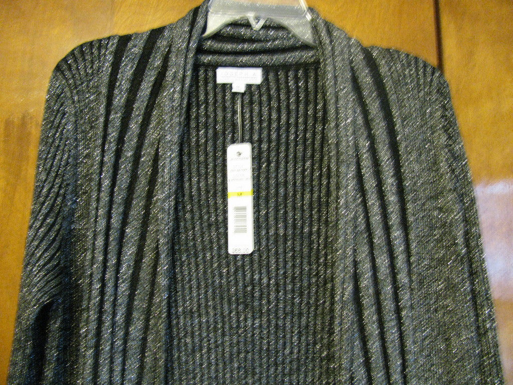 Joseph A Women's Black Silver Rayon Lurex Cardigan Size Medium NWT