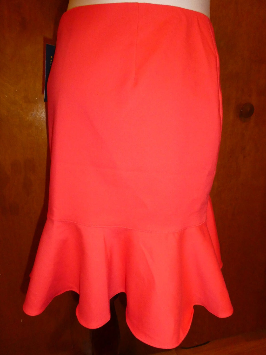 POLO Ralph Lauren Women's Cotton/Viscose Neon Coral Lined Mini Skirt Size 4