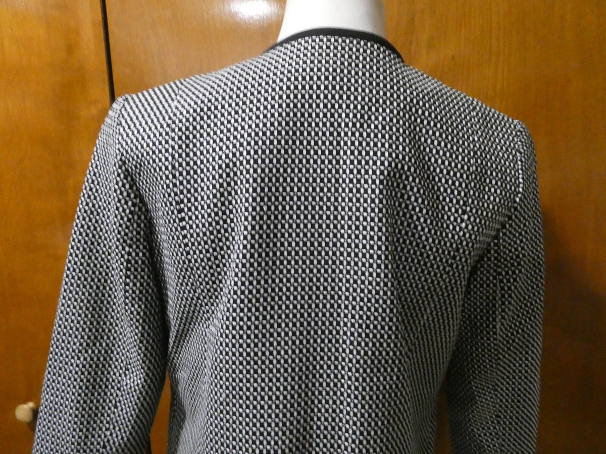 TALBOTS Women’s Black/White 100% Cotton Open Front Jacket Blazer Size 10P