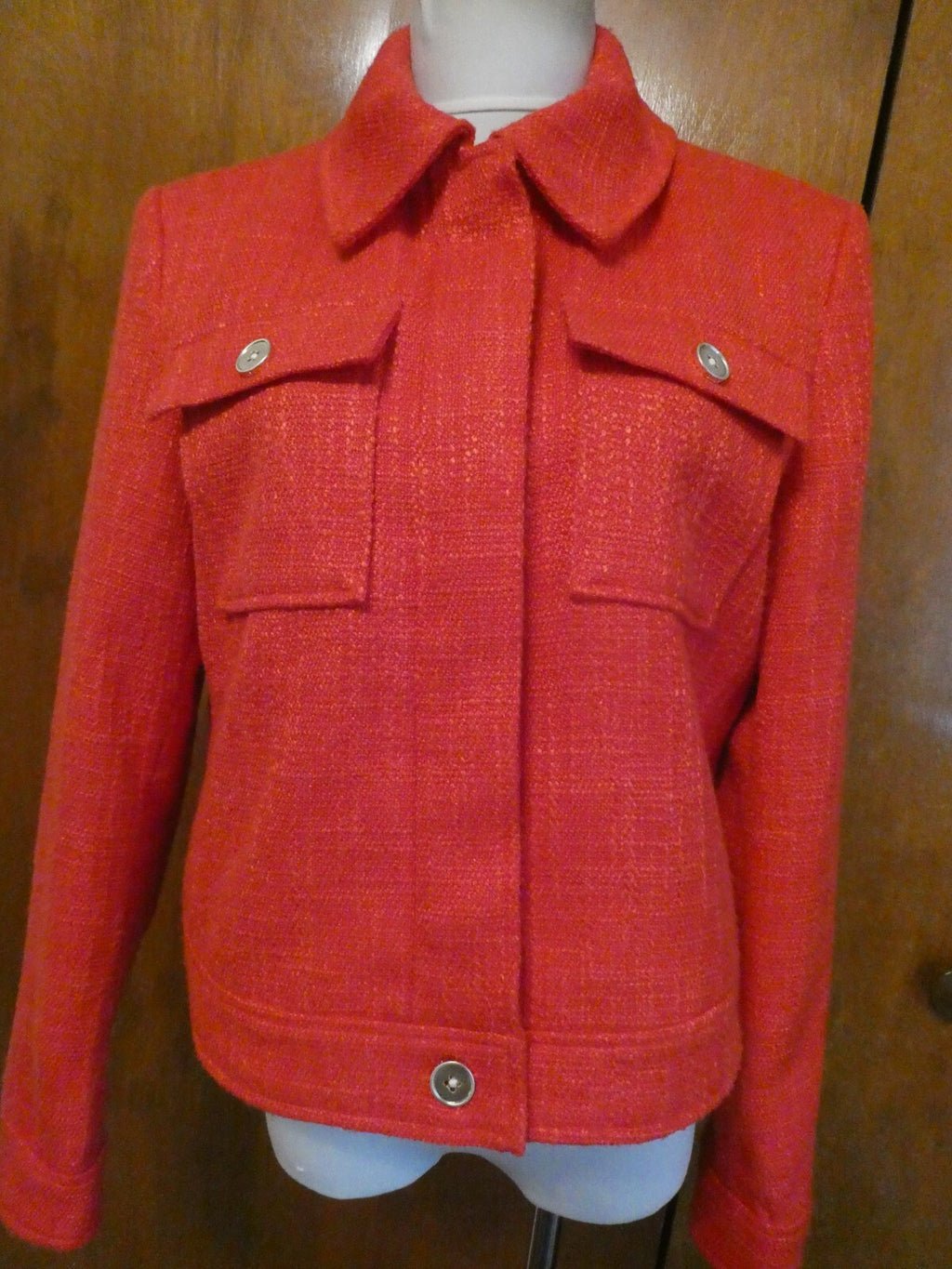 DKNY women red lined long sleeves blazer jacket size 12