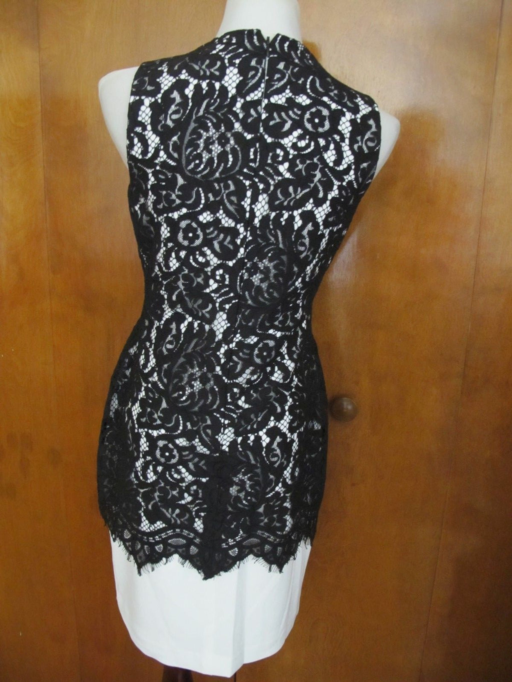 Ralph Lauren women's black ivory fabric lace crafted evening dress size 16 New