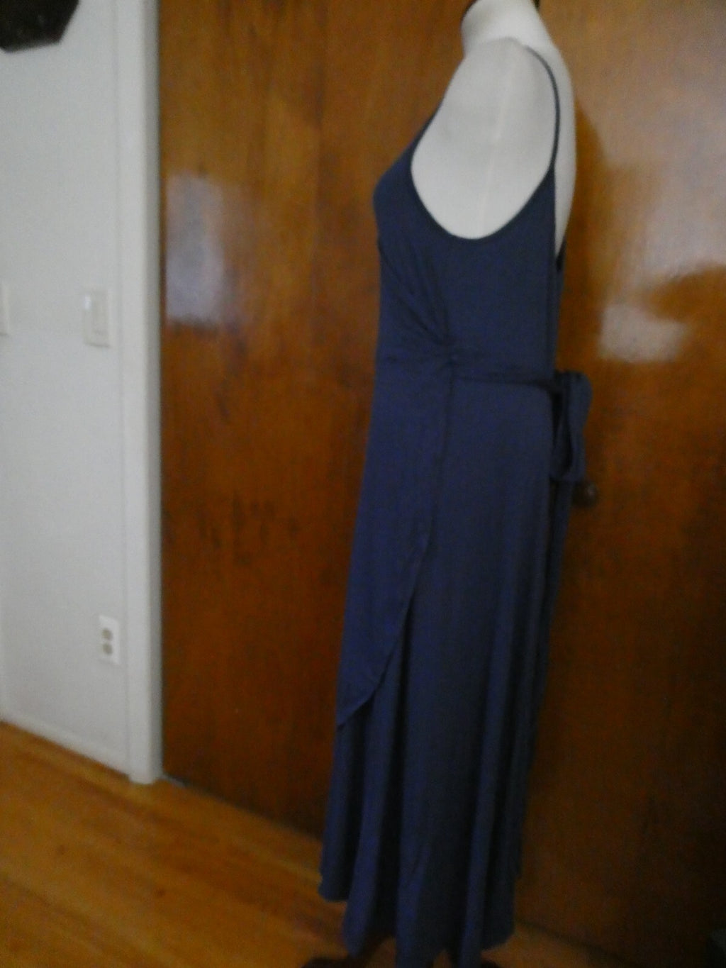 Gap Women's Navy Tie-Waist Midi Wrap Dress Size Large