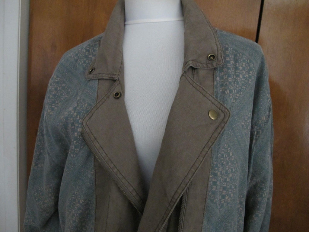 Free People Embroidered Olive Cargo Jacket Women Linen Blend Utility Coat NEW