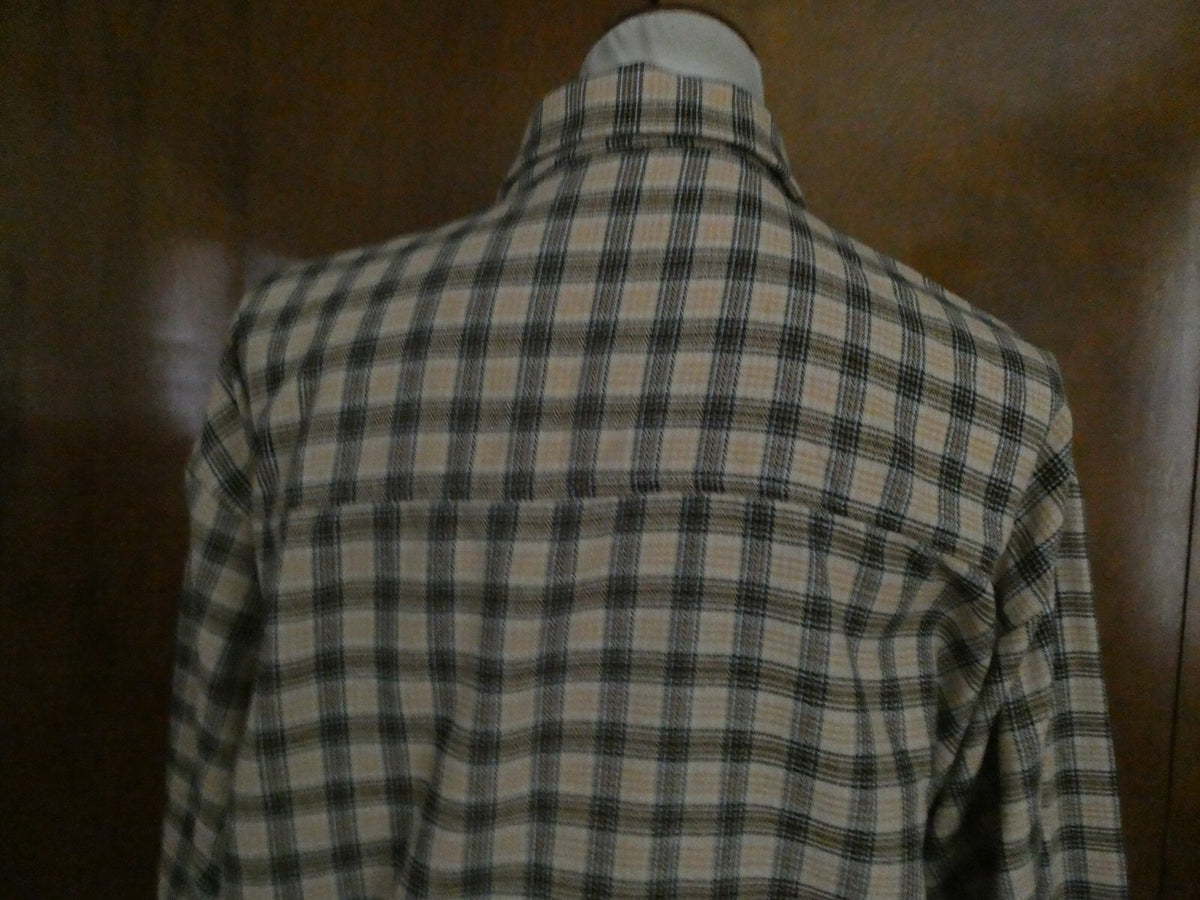 PRETTYLITTLETHING Shirt Dress Beige Check Oversized Detail Size 6