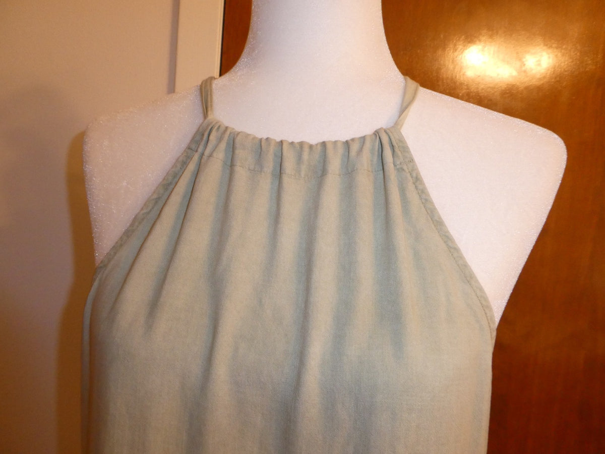Anthropologie Cloth&Stone 100% Tencel Sage Green Midi Dress Summer Halter NWT XS