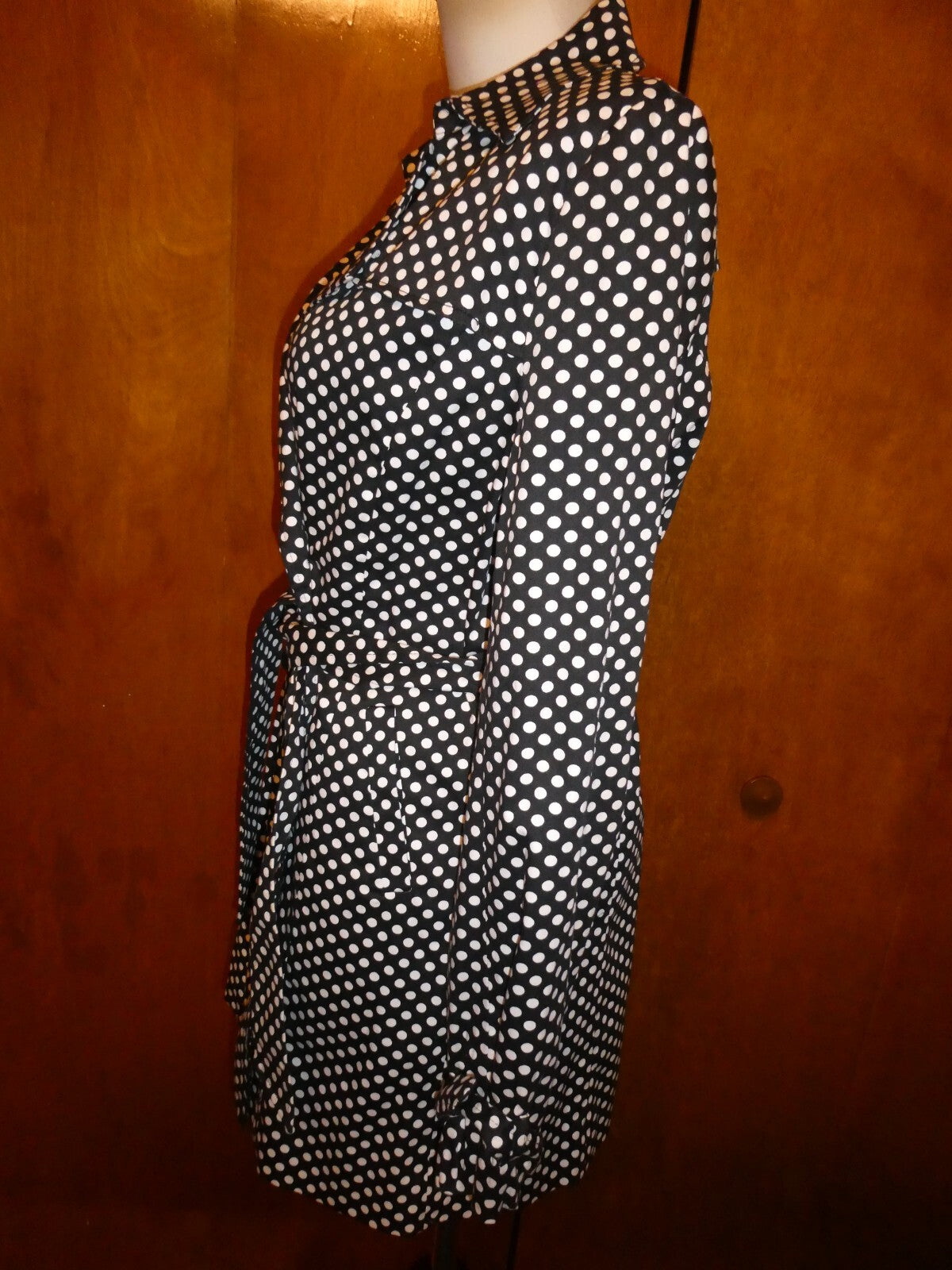 Vertigo Paris Black & White Polka Dot Jacket Trench Coat, Button Up, Medium