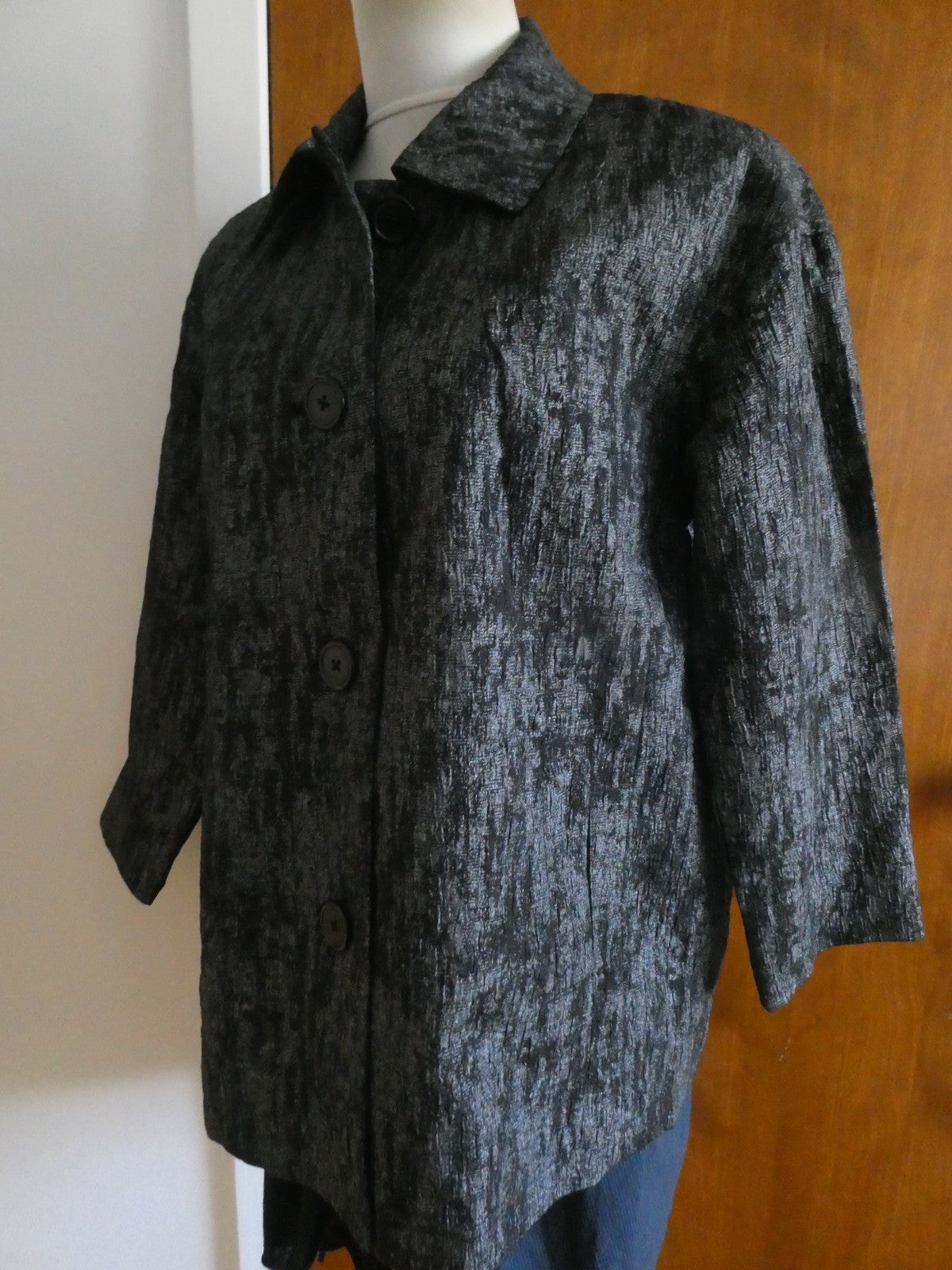 Linea By Louis Dellolio black/gray 4 Button with Pockets Blazer Jacket medium