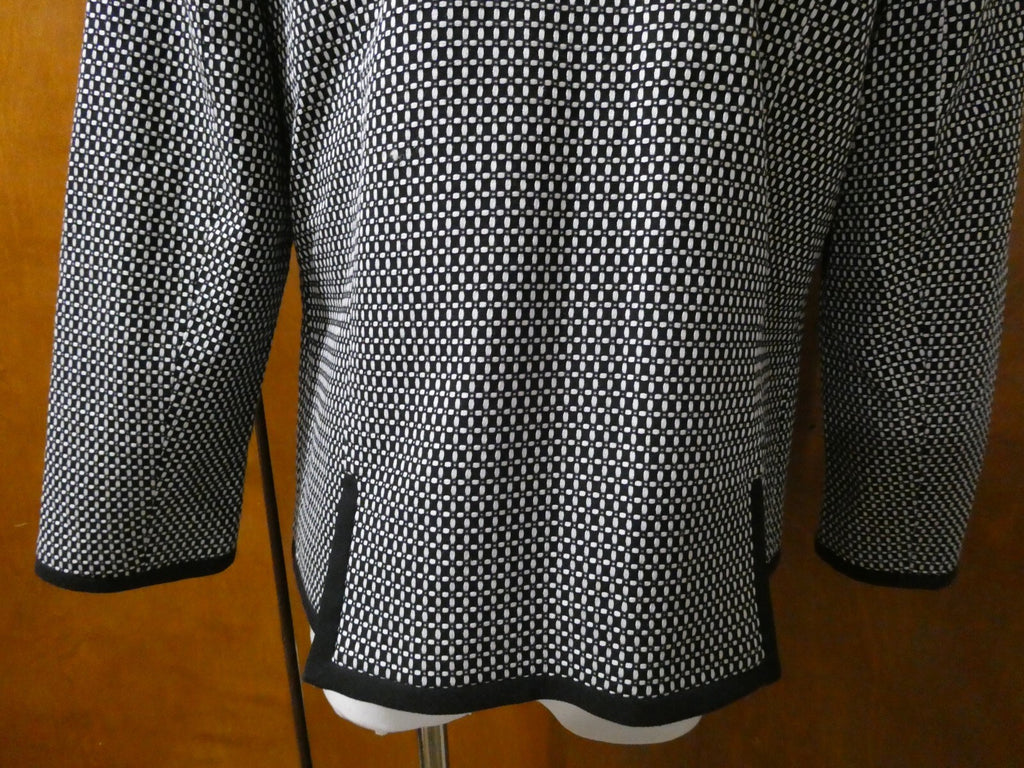 TALBOTS Women’s Black/White 100% Cotton Open Front Jacket Blazer Size 10P