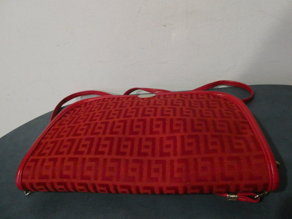 Vintage Red Italian Crossbody Shoulder Bag Geometric Pattern Small Made in Italy