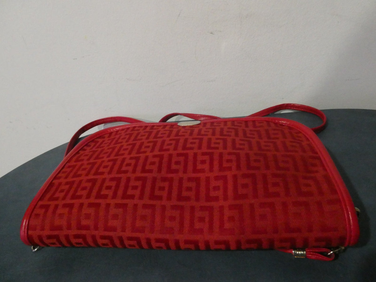 Vintage Red Italian Crossbody Shoulder Bag Geometric Pattern Small Made in Italy
