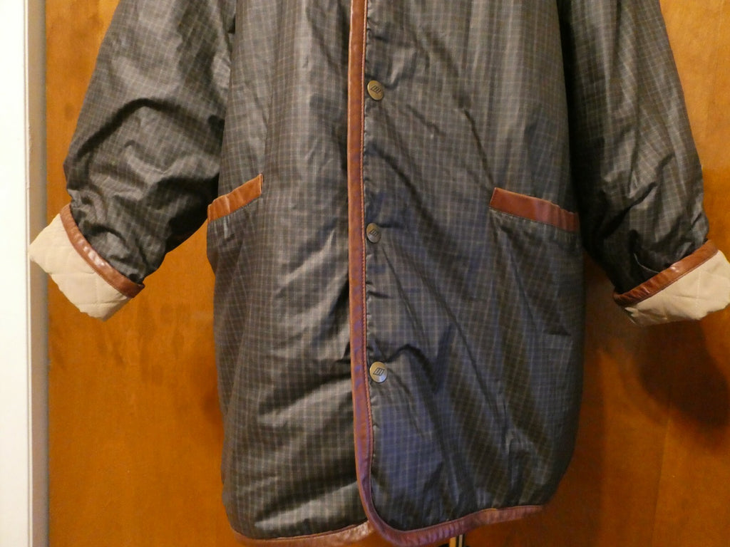 Joseph Abboud Women's Beige/Multicolor Reversible Jacket Coat Large